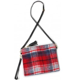 Fashion Designer Everyday Plaid Check Print Clutch Crossbody Bag Red $11.75 Clutches