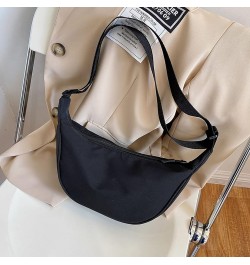 Women's Simple Solid Color Dumpling Crossbody Bag Fashion Small Nylon Crossbody Bag Work Tote Bags (Beige, One Size) Black On...