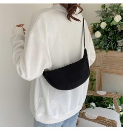 Women's Simple Solid Color Dumpling Crossbody Bag Fashion Small Nylon Crossbody Bag Work Tote Bags (Beige, One Size) Black On...