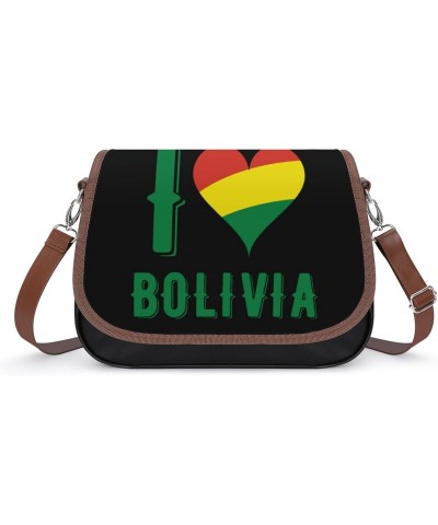 I Love Bolivia Women's Crossbody Bag PU Messenger Bag Shoulder Handbag Pocket Purse for Travel Office $20.90 Shoulder Bags