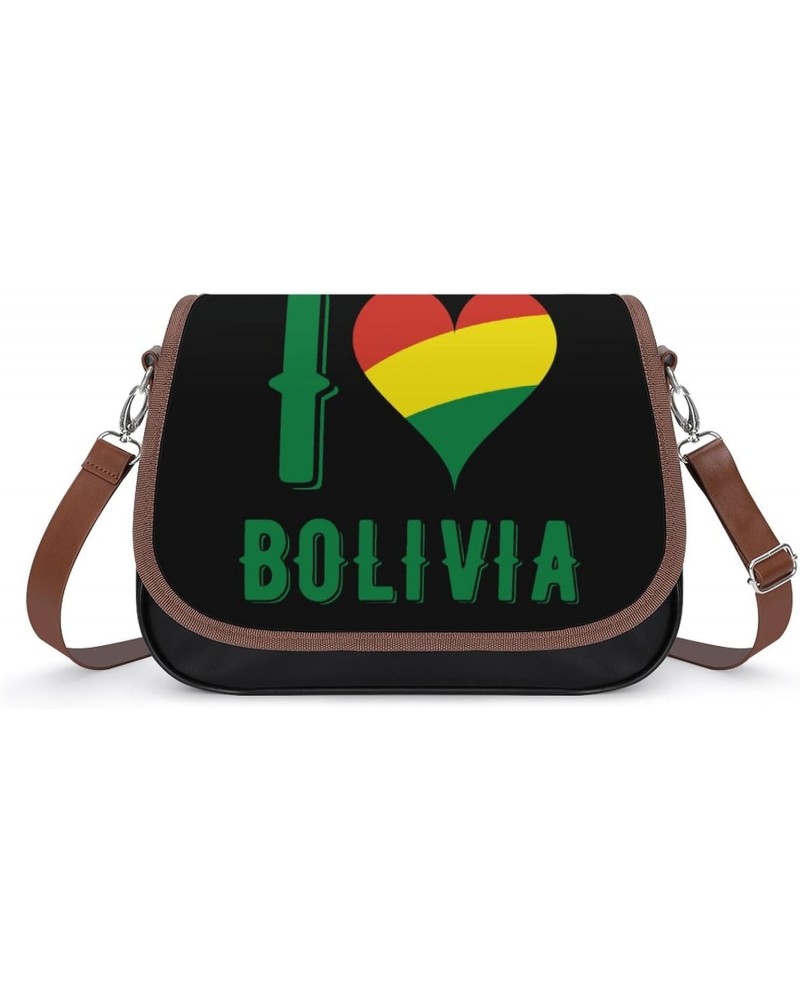 I Love Bolivia Women's Crossbody Bag PU Messenger Bag Shoulder Handbag Pocket Purse for Travel Office $20.90 Shoulder Bags