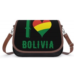 I Love Bolivia Women's Crossbody Bag PU Messenger Bag Shoulder Handbag Pocket Purse for Travel Office $20.90 Shoulder Bags