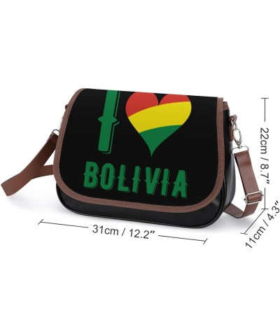 I Love Bolivia Women's Crossbody Bag PU Messenger Bag Shoulder Handbag Pocket Purse for Travel Office $20.90 Shoulder Bags