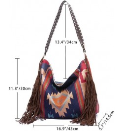 Vintage Handmade Woven Tassel Shoulder Bag for Women,Bohemia Satchel Bags for Women,Canvas Print Tote Bag for Women Purple Re...