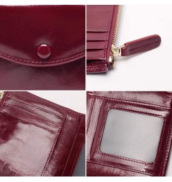 Leather Wallet Leather Women's Wallet Durable Vintage Oil Wax Leather Purse Clutch Card Holder Fashion Mini Ladies Coin Pocke...