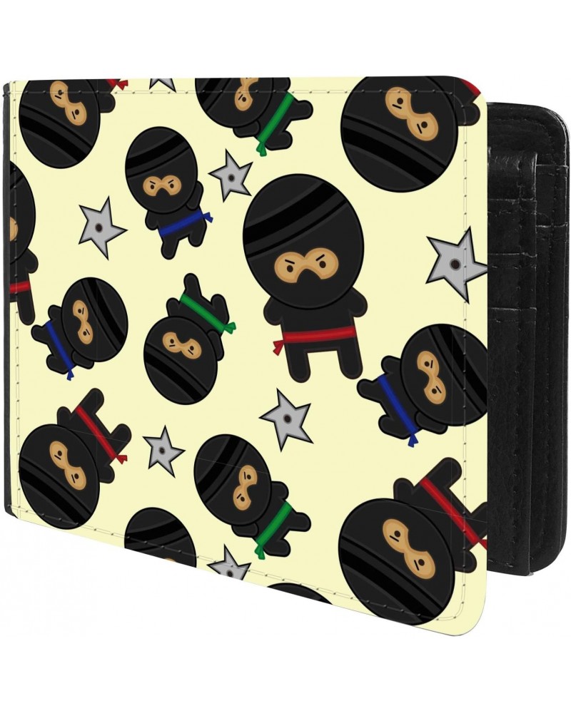 Unique Desige Pattern - Pattern with fighting cartoon ninjas, Slim Front Pocket Wallet Billfold RFID Blocking $8.75 Wallets