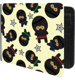 Unique Desige Pattern - Pattern with fighting cartoon ninjas, Slim Front Pocket Wallet Billfold RFID Blocking $8.75 Wallets