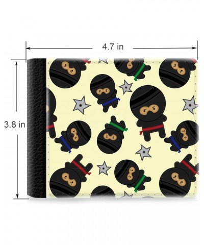 Unique Desige Pattern - Pattern with fighting cartoon ninjas, Slim Front Pocket Wallet Billfold RFID Blocking $8.75 Wallets