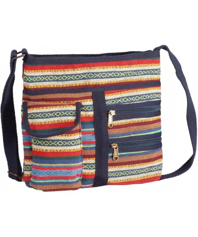 Aztec Tapestry Multi-Pocket Handbag, Soft Cotton, 2 Secure Zip Pockets, Hook and Loop Closure, Adjustable Size - Measures 11"...