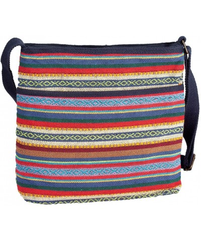 Aztec Tapestry Multi-Pocket Handbag, Soft Cotton, 2 Secure Zip Pockets, Hook and Loop Closure, Adjustable Size - Measures 11"...