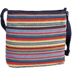 Aztec Tapestry Multi-Pocket Handbag, Soft Cotton, 2 Secure Zip Pockets, Hook and Loop Closure, Adjustable Size - Measures 11"...