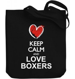 Keep calm and love Boxers chalk style Canvas Tote Bag 10.5" x 16" x 4 $16.80 Totes