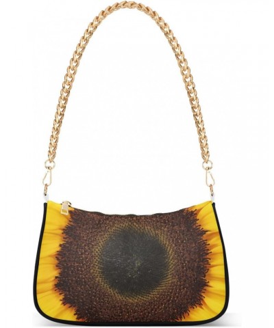 Women Chain Shoulder Purse Bag With Zipper Sunflower Print, Floral Hobo Tote Clutch Handbags with Chain Strap $13.63 Totes