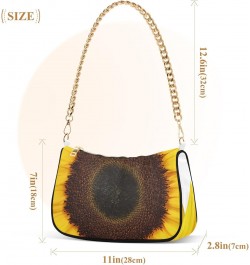 Women Chain Shoulder Purse Bag With Zipper Sunflower Print, Floral Hobo Tote Clutch Handbags with Chain Strap $13.63 Totes