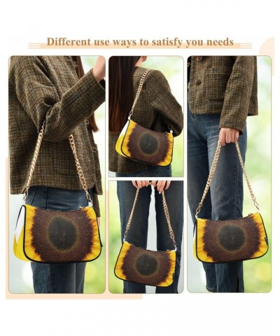 Women Chain Shoulder Purse Bag With Zipper Sunflower Print, Floral Hobo Tote Clutch Handbags with Chain Strap $13.63 Totes