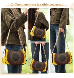 Women Chain Shoulder Purse Bag With Zipper Sunflower Print, Floral Hobo Tote Clutch Handbags with Chain Strap $13.63 Totes