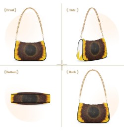 Women Chain Shoulder Purse Bag With Zipper Sunflower Print, Floral Hobo Tote Clutch Handbags with Chain Strap $13.63 Totes