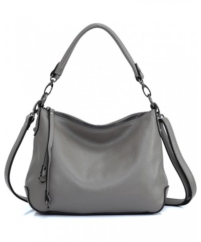 Women Genuine Leather Bags Simple Casual Handbag Female Shoulder Bag Crossbody Bag Gray $48.19 Shoulder Bags