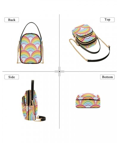 Soft Rainbow Waves Quilted Crossbody Bag for Women, Small Cell Phone Bag Shoulder Handbags Purse with Leather Strap $14.81 Cr...