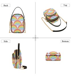 Soft Rainbow Waves Quilted Crossbody Bag for Women, Small Cell Phone Bag Shoulder Handbags Purse with Leather Strap $14.81 Cr...