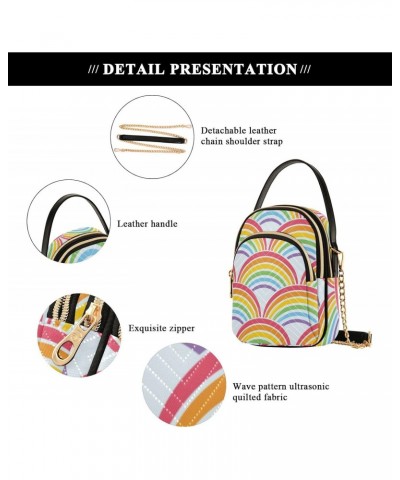 Soft Rainbow Waves Quilted Crossbody Bag for Women, Small Cell Phone Bag Shoulder Handbags Purse with Leather Strap $14.81 Cr...