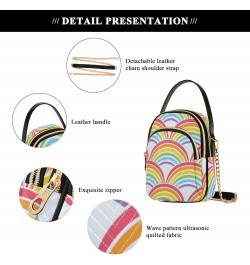 Soft Rainbow Waves Quilted Crossbody Bag for Women, Small Cell Phone Bag Shoulder Handbags Purse with Leather Strap $14.81 Cr...