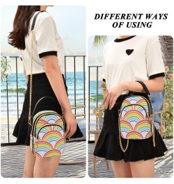 Soft Rainbow Waves Quilted Crossbody Bag for Women, Small Cell Phone Bag Shoulder Handbags Purse with Leather Strap $14.81 Cr...