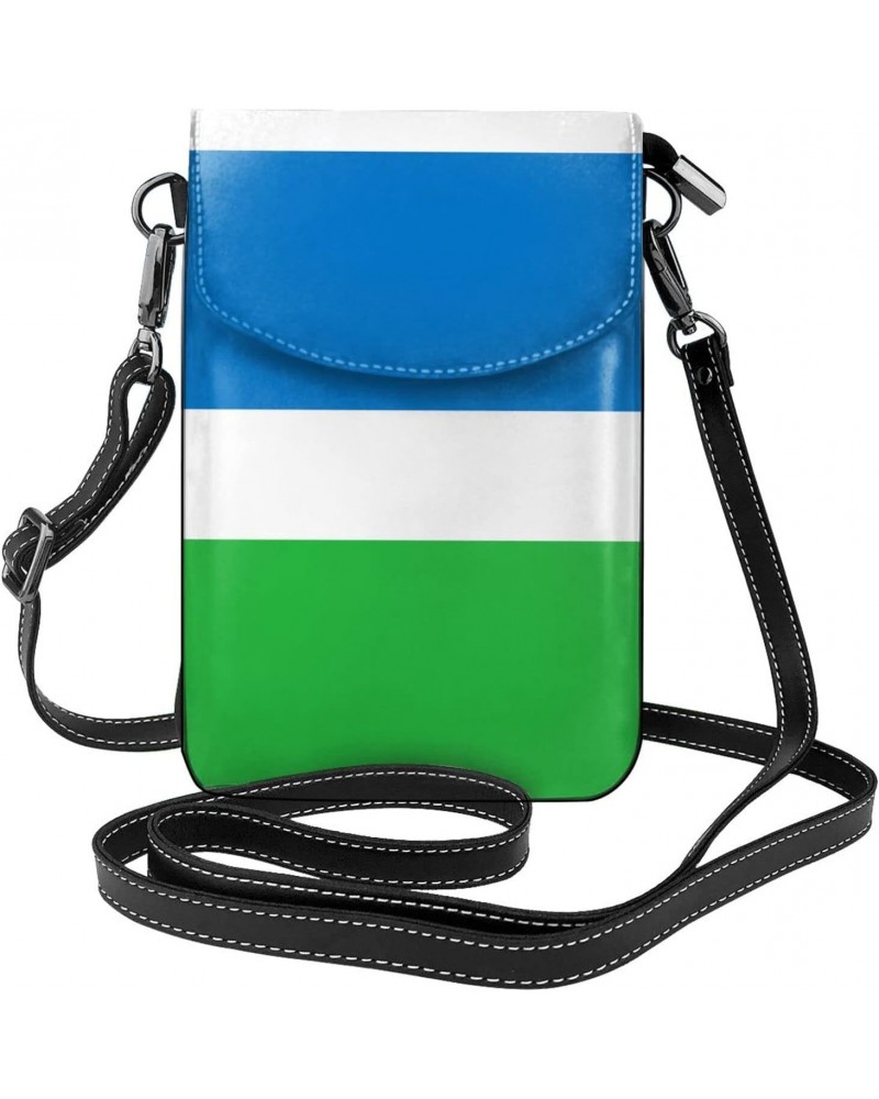 Women Sierra Leone Flag Crossbody Cell Phone Purse Leather Phone Bag Wallet Shoulder Bag $14.34 Crossbody Bags