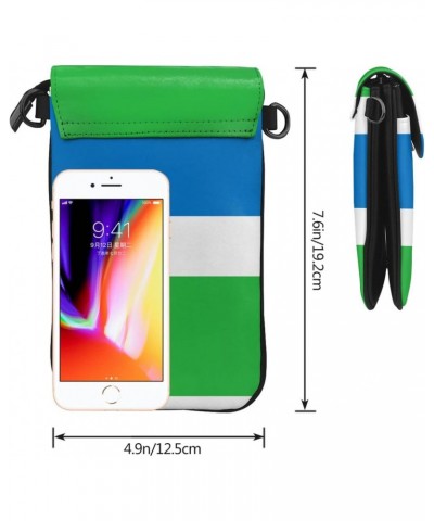 Women Sierra Leone Flag Crossbody Cell Phone Purse Leather Phone Bag Wallet Shoulder Bag $14.34 Crossbody Bags