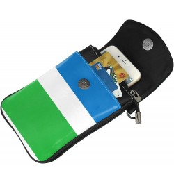 Women Sierra Leone Flag Crossbody Cell Phone Purse Leather Phone Bag Wallet Shoulder Bag $14.34 Crossbody Bags