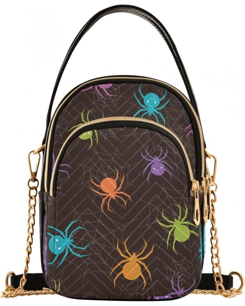 Halloween Spider Web Crossbody Bags for Women Crossbody Purses Cell Phone Shoulder Purses with Chain Strap for Gifts $10.40 C...