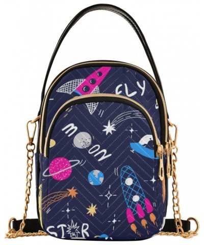 Cell Phone Purse Astronaut Planet Rocket Doodle Crossbody Handbag Durable Shoulder Bag Sturdy Travel Pouch Compact Chic Bag f...