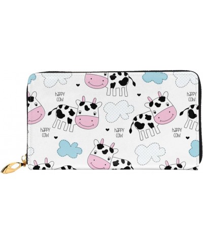 Happy Cow Leather Long Wallet Card Holder Organizer Wallet Zipper Wristlet Clutch Bag For Men Women $21.00 Wristlets