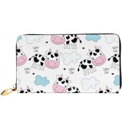 Happy Cow Leather Long Wallet Card Holder Organizer Wallet Zipper Wristlet Clutch Bag For Men Women $21.00 Wristlets