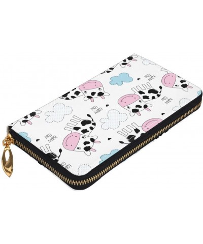 Happy Cow Leather Long Wallet Card Holder Organizer Wallet Zipper Wristlet Clutch Bag For Men Women $21.00 Wristlets