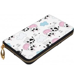 Happy Cow Leather Long Wallet Card Holder Organizer Wallet Zipper Wristlet Clutch Bag For Men Women $21.00 Wristlets