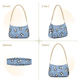 Cute Cartoon Panda Blue Shoulder Bag for Women Clutch Shoulder Purse Chain Bag with Zipper Closure Women's Tote Hobo Handbags...