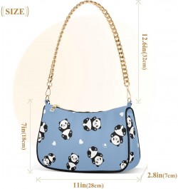 Cute Cartoon Panda Blue Shoulder Bag for Women Clutch Shoulder Purse Chain Bag with Zipper Closure Women's Tote Hobo Handbags...