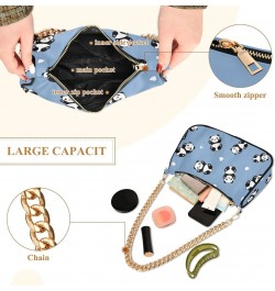 Cute Cartoon Panda Blue Shoulder Bag for Women Clutch Shoulder Purse Chain Bag with Zipper Closure Women's Tote Hobo Handbags...