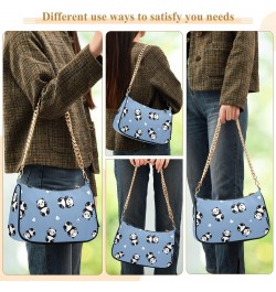 Cute Cartoon Panda Blue Shoulder Bag for Women Clutch Shoulder Purse Chain Bag with Zipper Closure Women's Tote Hobo Handbags...