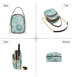 Teal Floral Flower Crossbody Bag for Women Cell Phone Purse Wallet with Removable Chain Shoulder Handbag for Travel Phone Wor...