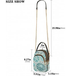 Teal Floral Flower Crossbody Bag for Women Cell Phone Purse Wallet with Removable Chain Shoulder Handbag for Travel Phone Wor...