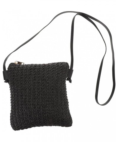 Diagonal Straw Bag Black Purse for Women Small Black Crossbody Purse Straw Crossbody Bags for Women Black $8.54 Crossbody Bags