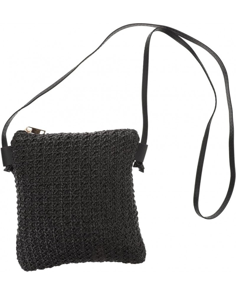 Diagonal Straw Bag Black Purse for Women Small Black Crossbody Purse Straw Crossbody Bags for Women Black $8.54 Crossbody Bags