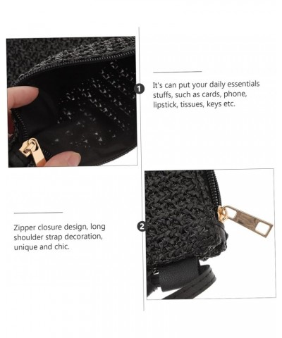 Diagonal Straw Bag Black Purse for Women Small Black Crossbody Purse Straw Crossbody Bags for Women Black $8.54 Crossbody Bags