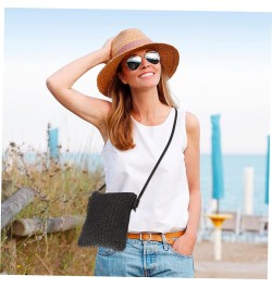 Diagonal Straw Bag Black Purse for Women Small Black Crossbody Purse Straw Crossbody Bags for Women Black $8.54 Crossbody Bags