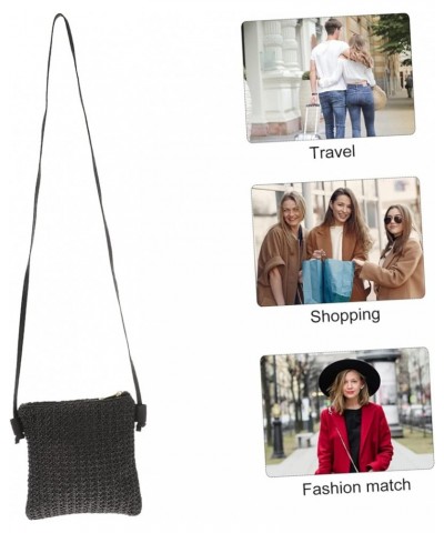 Diagonal Straw Bag Black Purse for Women Small Black Crossbody Purse Straw Crossbody Bags for Women Black $8.54 Crossbody Bags