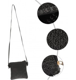 Diagonal Straw Bag Black Purse for Women Small Black Crossbody Purse Straw Crossbody Bags for Women Black $8.54 Crossbody Bags