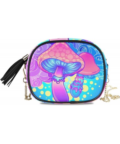 Women's Psychedelic Mushroom Unique Blue Crossbody Bag Fashion Purses Bag Cross Body Bag Shoulder Handbag with Adjustable Cha...