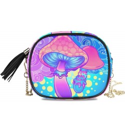 Women's Psychedelic Mushroom Unique Blue Crossbody Bag Fashion Purses Bag Cross Body Bag Shoulder Handbag with Adjustable Cha...